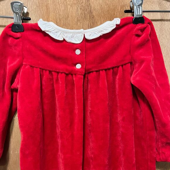 Vintage Ralph Lauren Footie Pajamas Red Velour Collar Size 9 months RL Christmas - Picture 5 of 16